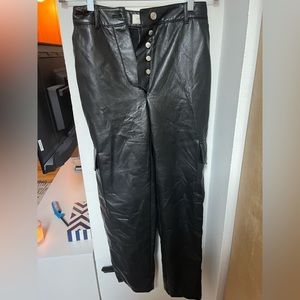 Black leather babaton cargo pants